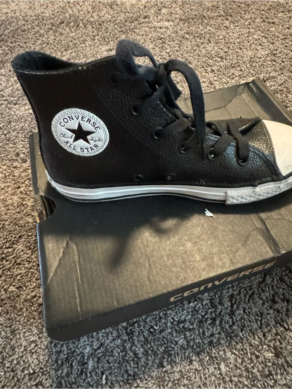 Converse Kids Black High-Top Sneakers with White Toe Cap